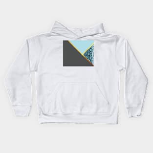 Abstract snake print, color blocking blue, grey Kids Hoodie